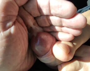 Footjob in the car